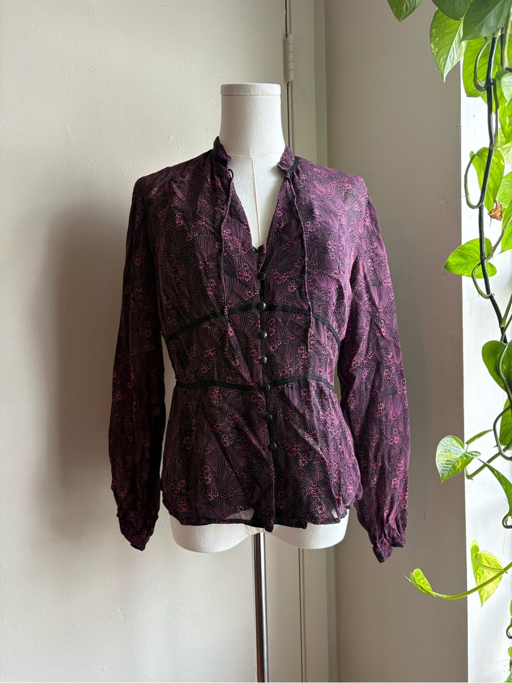 style & co silk floral button front shirt